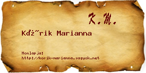 Kórik Marianna névjegykártya