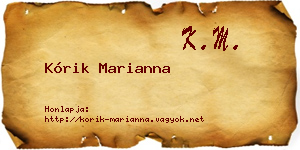 Kórik Marianna névjegykártya